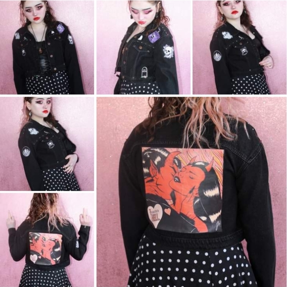 SOLD!! Hellraiser! gothic death themed embellished vintage jacket w/skelanimals! - Picture 6 of 16